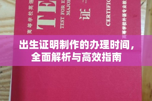 菏泽出生证明制作的办理时间，全面解析与高效指南