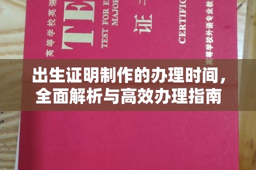 菏泽出生证明制作的办理时间，全面解析与高效办理指南